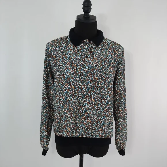 Vintage 80s Notations Womens Banded Multicolored Floral Top size 10 Art Teacher - Picture 3 of 10